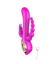 Vibromasseur Rabbit  rose  avec chapelet vibrant - TOZ-024PNK